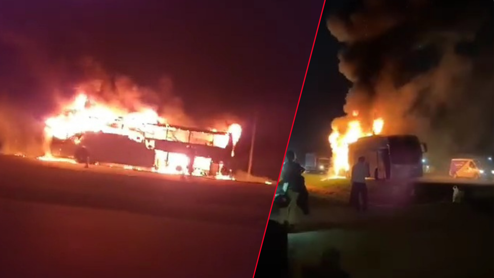 VIDEO | Impresionante incendio de un micro de larga distancia en Ruta 2 km 43
