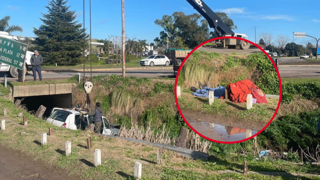 HOMBRE CAYÓ A UN ZANJÓN DE RUTA 36 Y 45 5