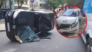 choque y vuelco - 2 y 60 - auto y taxi