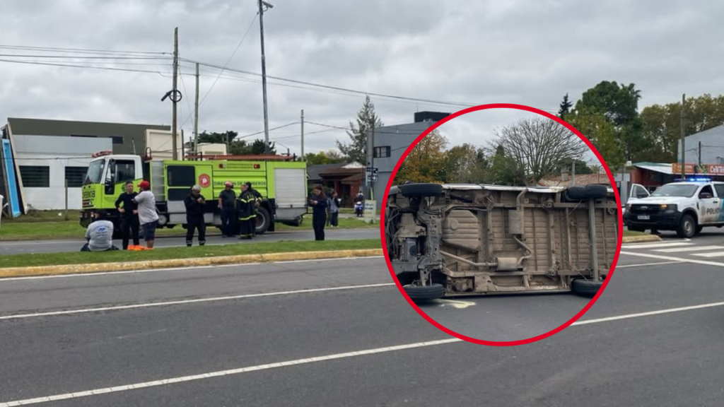 ACCIDENTE Y VUELCO EN VILLA ELISA
