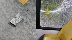 MICRO FUE ATACADO A PIEDRAZOS