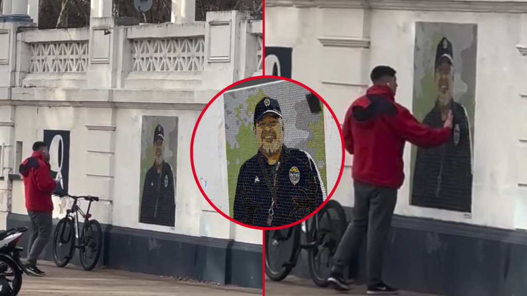 mural-maradona-bosque-platense-redes-viral-joven-rezando-