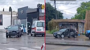 Fuerte accidente en 44 y 143 dos vehículos chocaron en medio de la lluvia y hubo un hospitalizado
